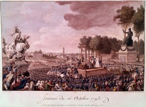 Hinrichtung von Marie Antoinette: Königin Marie Antoinette auf dem Schafott am 16. Oktober von Unknown artist