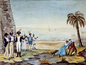 Hinrichtung eines Siedlers während des Aufstands in Santo Domingo 1791