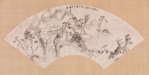 Fächer - Landschaft mit Pferd und Brücke von Unknown artist