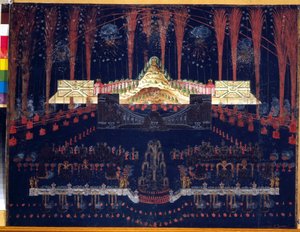 Feuerwerk und Illuminationen am 25. April 1742 in Moskau von Unknown artist