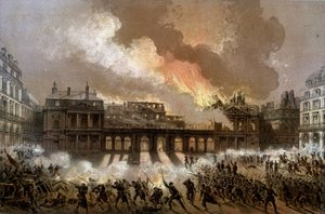 Brand des Königspalastes am 24. Mai 1871 - Lithographie, späte 19. Jahrhundert