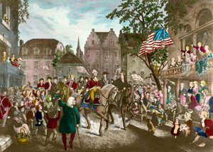 Erster Amerikanischer Unabhängigkeitskrieg: George Washingtons triumphaler Einzug in New York nach der Niederlage der Engländer von Unknown artist