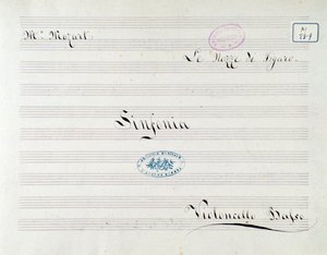 Erste Seite der Partitur für das Cello in Le nozze di Figaro, Oper von Mozart (19. Jahrhundert)