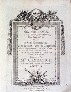 Erste Seite der Noten der Symphonie Nr. 3 von Christian Cannabich von Unknown artist