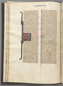 Fol. 20v, Exodus, historisierte Initiale H, Moses und zwei Anhänger mit den Gesetzestafeln von Unknown artist