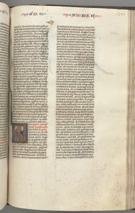 Fol. 357r, Obadiah, historiierte Initiale V, Obadiah und ein Jude in Diskussion