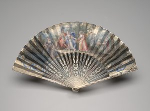 Faltfächer mit einem klassischen Motiv, möglicherweise eine Allegorie der Ehe, ca. 1750er-60er