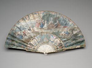 Faltfächer mit einer pastoralen Szene, ca. 1740er-50er