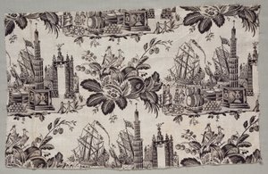 Fragment eines Holzschnitt-Baumwollstoffs von Unknown artist
