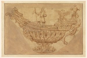Fragment eines Entwurfs für ein Nef oder Fantastisches Mittelstück in Form eines Bootes von Unknown artist