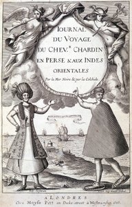 Frontispiz von „Tagebuch der Reise des Ritters Chardin, Persien und die Ostindien, über das Schwarze Meer und die Kolchis“