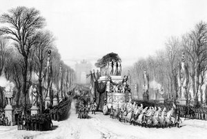 Begräbnis von Kaiser Napoleon Bonaparte. Rückkehr der Asche von Kaiser Napoleon I. auf die Champs-Elysees, Paris von Unknown artist