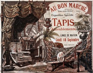 Möbel und Möbelteppiche - Werbung des Geschäfts „Le bon marche“, Ende des 19. Jahrhunderts von Unknown artist
