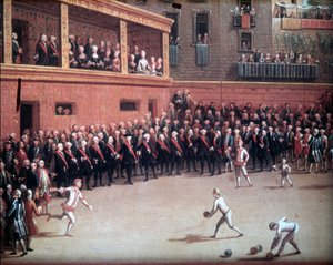 Ballspiel - Gemälde aus dem frühen 18. Jahrhundert. Anonym. Neapel, Nationalmuseum von San Martino.