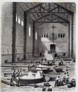 Gesamtansicht des Kesselraums einer Seifenfabrik in Marseille: Betrieb des Impatage - in „Die Wunder der Industrie“ von Louis Figuier, Paris