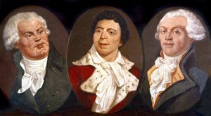 Georges Jacques Danton, Jean Paul Marat und Maximilien de Robespierre, drei Hauptfiguren der Französischen Revolution von Unknown artist