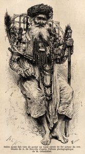 Ein Hindu, der sich verpflichtet hat, einen großen Eisenring um den Hals zu tragen. Gravur zur Illustration der Reise in die südlichen Provinzen Indiens, von Alfred Grandidier, 1862-1864, veröffentlicht in „Le tour du monde“, unter der Leitung von Edouard 