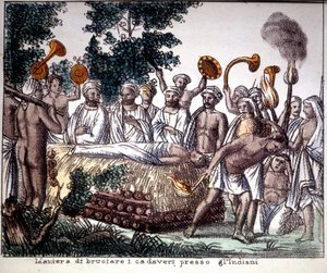Hinduismus: Einäscherungsszene. Private Sammlung von Unknown artist
