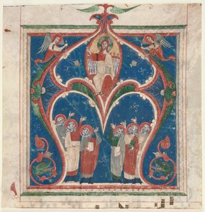 Historiierte Initiale (A) aus einem Antiphonar: Christus in Majestät mit Propheten