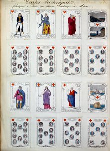 Historische Spielkarten, die große Persönlichkeiten aus Geschichte, Kunst, Literatur, Religion darstellen. 19. Jahrhundert. Paris, B.N. von Unknown artist