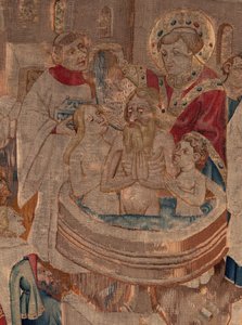 Geschichte von Saint Piat und Saint Eleuthère, Szene 6 Detail. Taufzene.