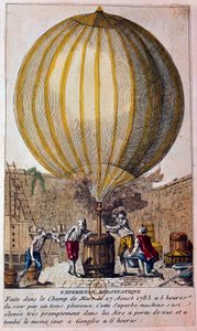 Geschichte der Ballons: Aerostatische Erfahrung auf dem Champ de Mars in Paris am 27.08.1783 von Unknown artist