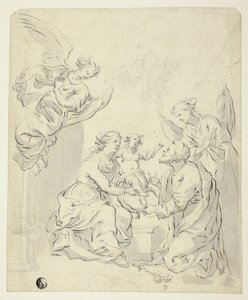 Heilige Familie mit Engeln von Unknown artist
