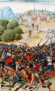 Hundertjähriger Krieg: Die Schlacht von Pontvallain zwischen Franzosen und Engländern am 4.12.1370 von Unknown artist