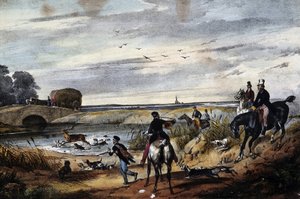 Jagdszene - Anonyme Gravur, ca. 1850