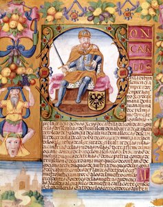Illuminiertes Porträt von Kaiser Karl V. (1500 - 1558). Detail einer „executoria“
