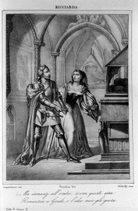 Illustration zu Szene 2 aus Akt II von „Ricciarda“ von Ugo Foscolo, 19. Jahrhundert