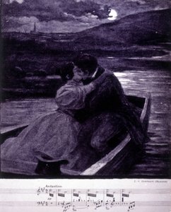Illustration für den schönen blauen Donau von Johann Strauss (1825-1899), österreichischer Dirigent und Komponist von Unknown artist