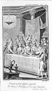 Illustration der Oper Sémiramis von Antonio Salieri (1750 - 1825). Libretto von Pierre Metastase (oder Pietro Metastasio). Akt II, Szene II von Unknown artist
