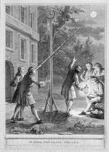 Illustration der Fabel „Ein Tier im Mond“ von Jean de la Fontaine. von Unknown artist