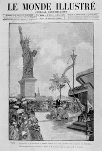 Einweihung der Freiheitsstatue in Reduktion (Replik), der Stadt Paris von den Vereinigten Staaten geschenkt - in „The Illustrous World“ vom 13.07.1889 von Unknown artist