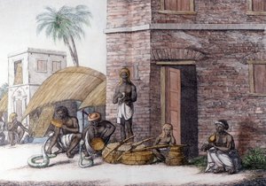 Indische Kultur und Zivilisation: Schlangenbeschwörer in Indien. von Unknown artist