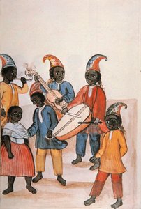 Indischer Tanz, aus dem Buch "Trujillo del Peru" oder "Códice Martínez Compañón", von Baltazar Martinez Compañón y Bujanda, Bischof von Trujillo (1782-1785)