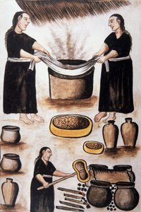 Indianer kochen Fleisch, aus dem Buch "Trujillo del Peru" oder "Códice Martínez Compañón", von Baltazar Martinez Compañón y Bujanda, Bischof von Trujillo (1782-1785) von Unknown artist