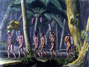 Indiens Puris im Wald (Brasilien) - in „Le costume ancien et moderne“ von Ferrario, ed. Mailand
