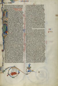 Initiale I: Heiliger Jakobus mit Christus darüber