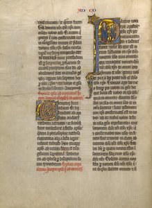 Initiale P: Sankt Paul übergibt einem Boten ein Buch