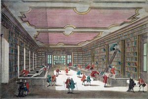 Innenansicht der Göttinger Bibliothek. Gravur des 18. Jahrhunderts Paris, B.N.
