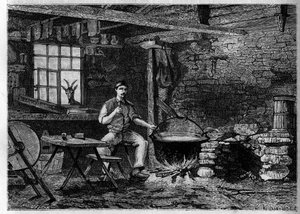 Innenansicht einer Käserei in den Vogesen. Gravur in „Le journal de la jeunesse“ von Unknown artist