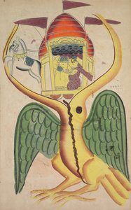 Jatayu hindert Ravanans Streitwagen und versucht die Entführung von Sita zu verhindern
