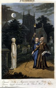 John Dee und Edward Kelly beschwören einen Geist. 1825. Bibl. Morando, Mailand von Unknown artist