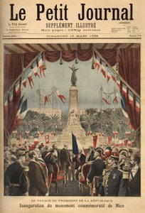 Reise des Präsidenten der Republik, Felix Faure (1841-1899), zur Einweihung des Denkmals zur Erinnerung an die Angliederung des Grafen von Nizza an Frankreich. Gravur in „Le petit journal“ 1896. Selvas Sammlung. von Unknown artist