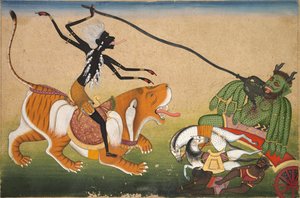 Kali greift Nisumbha an von Unknown artist