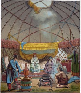 Kalmücken (russische Nomaden) in ihrer Jurte