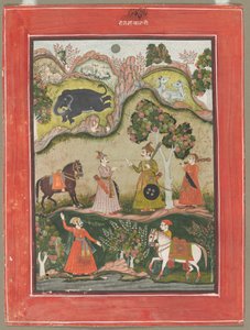 Kanhara Ragini: Lied der Inspiration an Krishna zur Tötung des Elefantendämons, aus der Ragamala-Serie von Unknown artist