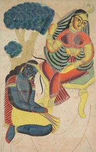 Krishna streichelt Radhas Füße (verso)